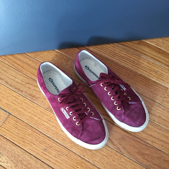 Superga Shoes - SUPERGA / Burgundy Suede & Fleece Sneakers US 8